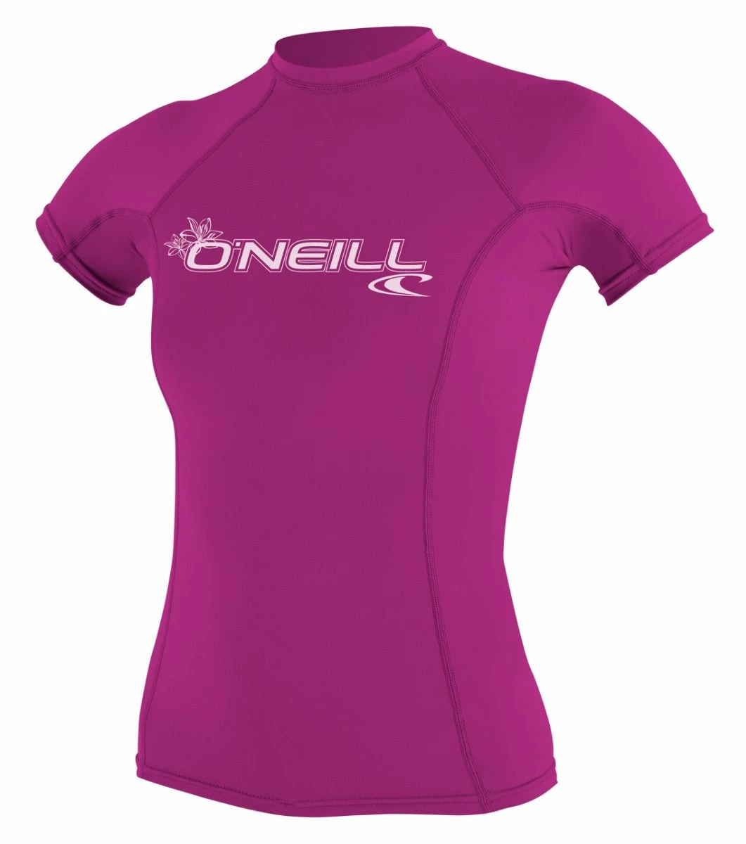 O'Neill Basic Skins Womens Short Sleeve Rash Vest - Fox Pink 3 O'Neill Basic Skins Womens Short Sleeve Rash Vest - Fox Pink