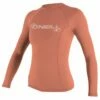O'Neill Basic Skins Womens Long Sleeve Rash Vest - Light Grapefruit -Mystic Sale 3549 252 f