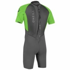 O'Neill Reactor2 2mm Mens Back Zip Shorty Wetsuit 2023 - Graphite Day Glo -Mystic Sale 5041 au1 b