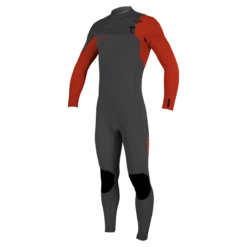 O'Neill Hyperfreak 5/4+mm Chest Zip Kids Wetsuit 2024 - Raven/Fire Red