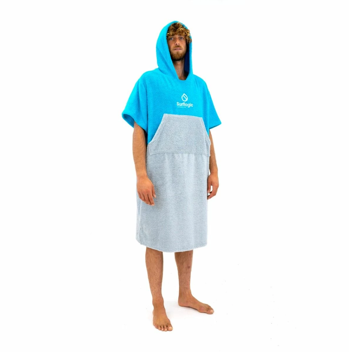 Surflogic Poncho Changing Towel - Cyan/Grey 4 Surflogic Poncho Changing Towel - Cyan/Grey - Image 2