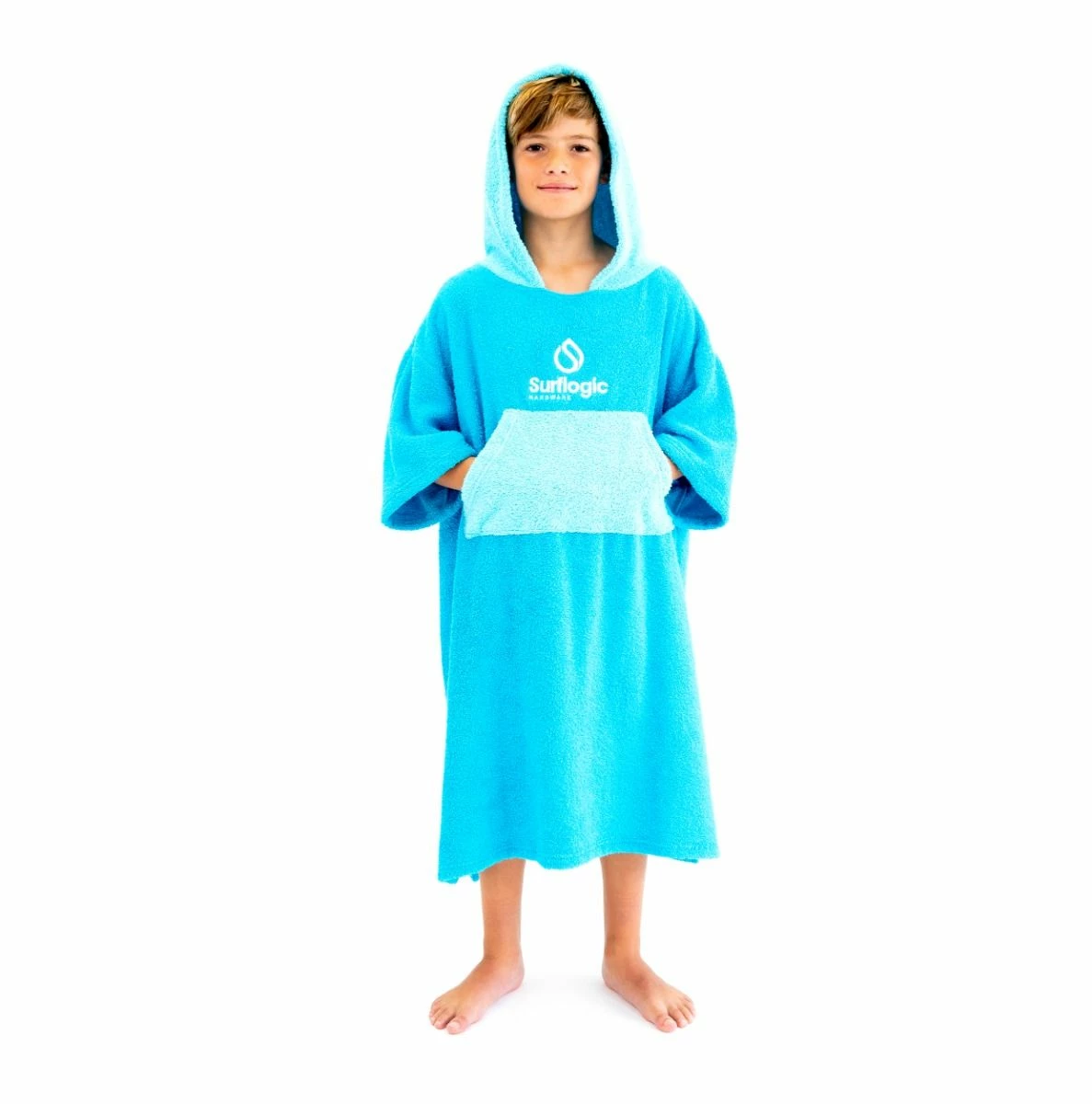 Surflogic Junior Boys Poncho Changing Towel - Turquoise 3 Surflogic Junior Boys Poncho Changing Towel - Turquoise