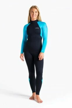 C Skins Womens Surflite GBS Back Zip 3/2mm Wetsuit - Black/Cyan/Azure