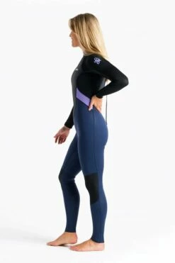 C Skins Element Back Zip 3/2mm Womens Wetsuit - Blue/Lilac/Black -Mystic Sale c cskins element womens 3.2 flatlock steamer wetsuit black side 1 720x