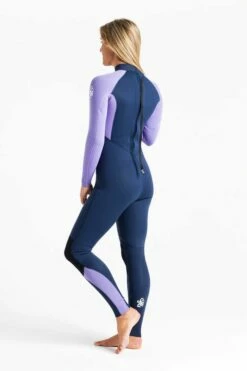 C Skins Surflite 3/2mm Back Zip Womens Wetsuit 2023 - Bluestone / Lilac -Mystic Sale c cskins womens surflite 3.2 gbs bz steamer wetsuit white quarter 1 720x