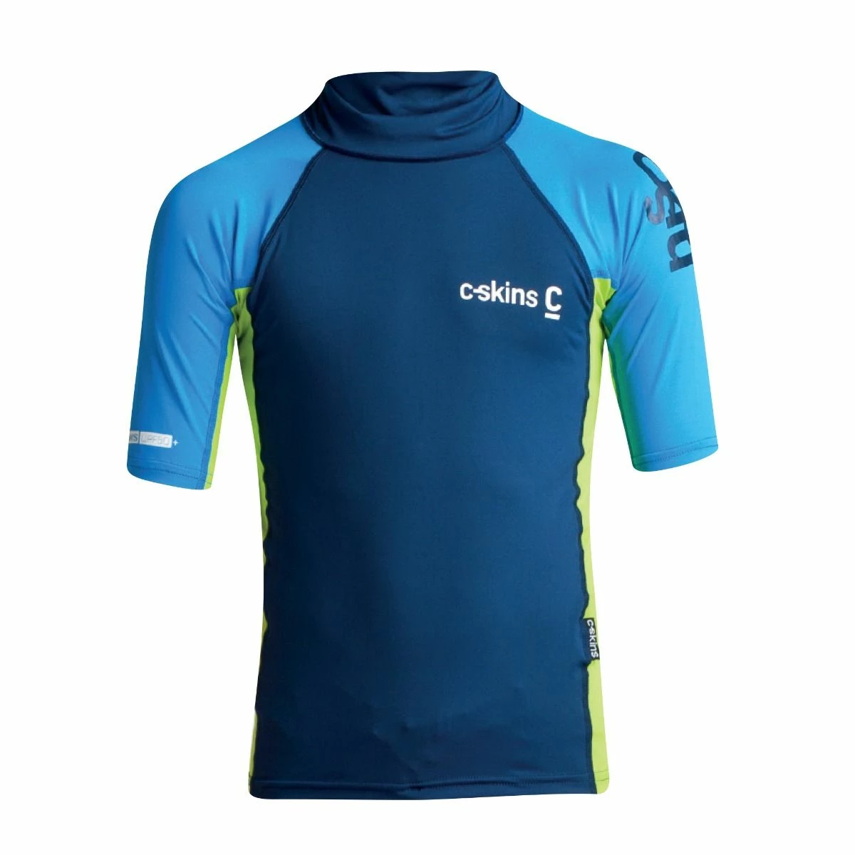 C Skins Rash X Junior Short Sleeve Vest - Navy/Blue/Lime 3 C Skins Rash X Junior Short Sleeve Vest - Navy/Blue/Lime
