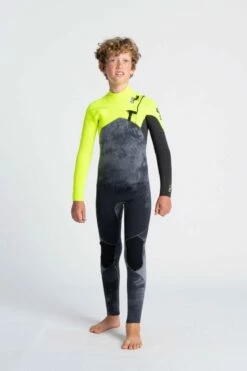 C Skins Session 4/3mm Chest Zip Kids Wetsuit 2024 - Black Tie Dye