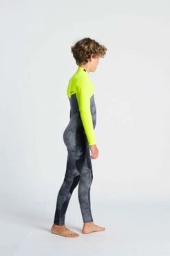 C Skins Session 4/3mm Chest Zip Kids Wetsuit 2024 - Black Tie Dye -Mystic Sale c se43jcz bktdyegr side1