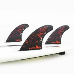 FCS II Filipe Toledo PC Thruster Fins - Black/Red -Mystic Sale fcsii ft 2021 blkred inside tri inboard