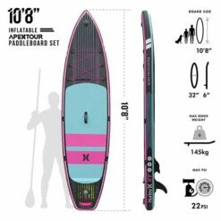 Hurley ApexTour Miami Neon 10' 8" Inflatable Paddleboard Set -Mystic Sale hurley apextour miami neon paddleboard key features
