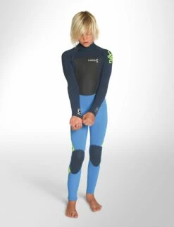C Skins Legend 5/4mm Junior Back Zip Wetsuit 2024 - Cyan / Ink Blue -Mystic Sale junior legend back zip 5x4 cyan ink blue flo yellow front