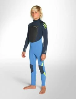C Skins Legend 5/4mm Junior Back Zip Wetsuit 2024 - Cyan / Ink Blue