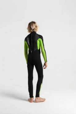 C Skins Element 3/2mm Back Zip Junior Wetsuit 2023 - Black / Lime -Mystic Sale junior element 3x2 bz steamer black lime multi back