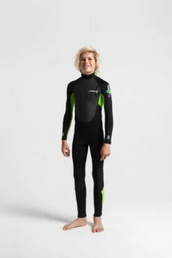 C Skins Element 3/2mm Back Zip Junior Wetsuit 2023 - Black / Lime