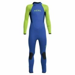 Xcel Axis 3/2mm Youth Back Zip Wetsuit - Blue/Fluro Green
