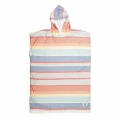 Ocean & Earth Sun Kissed Womens Hooded Poncho – Pastel Stripe