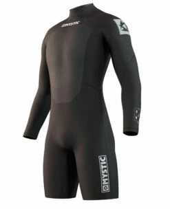 Mystic Brand 3/2mm Long Arm Mens Back Zip Shorty Wetsuit 2023 - Black