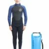 OA Classic 3/2mm Kids Back Zip Wetsuit 2023 - Black / Blue - FREE 10L WETSUIT DRY BAG -Mystic Sale oa boys 32 wetsuit withbag