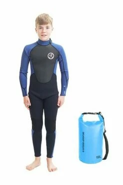 OA Classic 3/2mm Kids Back Zip Wetsuit 2023 - Black / Blue - FREE 10L WETSUIT DRY BAG