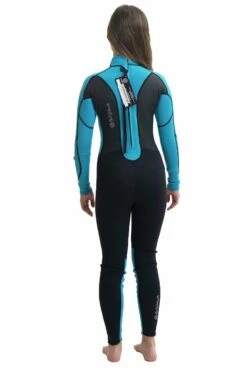 OA Classic 3/2mm Back Zip Girls Wetsuit 2023 - Black / Aqua - FREE 10L WETSUIT DRY BAG -Mystic Sale oa girls 32 wetsuit3 1
