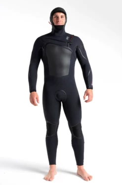 C Skins Wired+ 6/5mm Mens LQS Hooded Wetsuit 2024 - Black X/Crimson