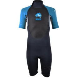 Australian Board Company Pulse 3/2mm Kids Back Zip Shorty Wetsuit - Black/Blue