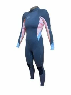 O'Neill Bahia 3/2mm Womens Back Zip Wetsuit - Graphite/Desert Bloom/Drift Blue