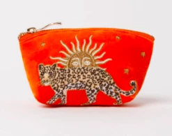 Elizabeth Scarlett Leopard Coin Purse - Orange Popsicle/Velvet