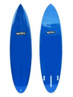 Rebel 6ft 8 Mid Length Resin Tint Surfboard - Resin Blue