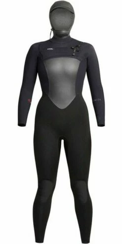 Xcel Womens Infinite X2 6/5mm Hooded Chest Zip Winter Wetsuit - Black