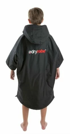 Dryrobe Advance Kids Short Sleeve - Age 5-9 - Black/Grey -Mystic Sale xs da bg back