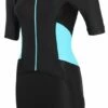 Zone3 Active Short Sleeve Womens Trisuit - Black/Blue -Mystic Sale zone3 triwear activate womens cutout short sleeve black turquoise front 2