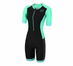 Zone3 Aquaflo Plus Short Sleeve Womens Trisuit - Black/Mint
